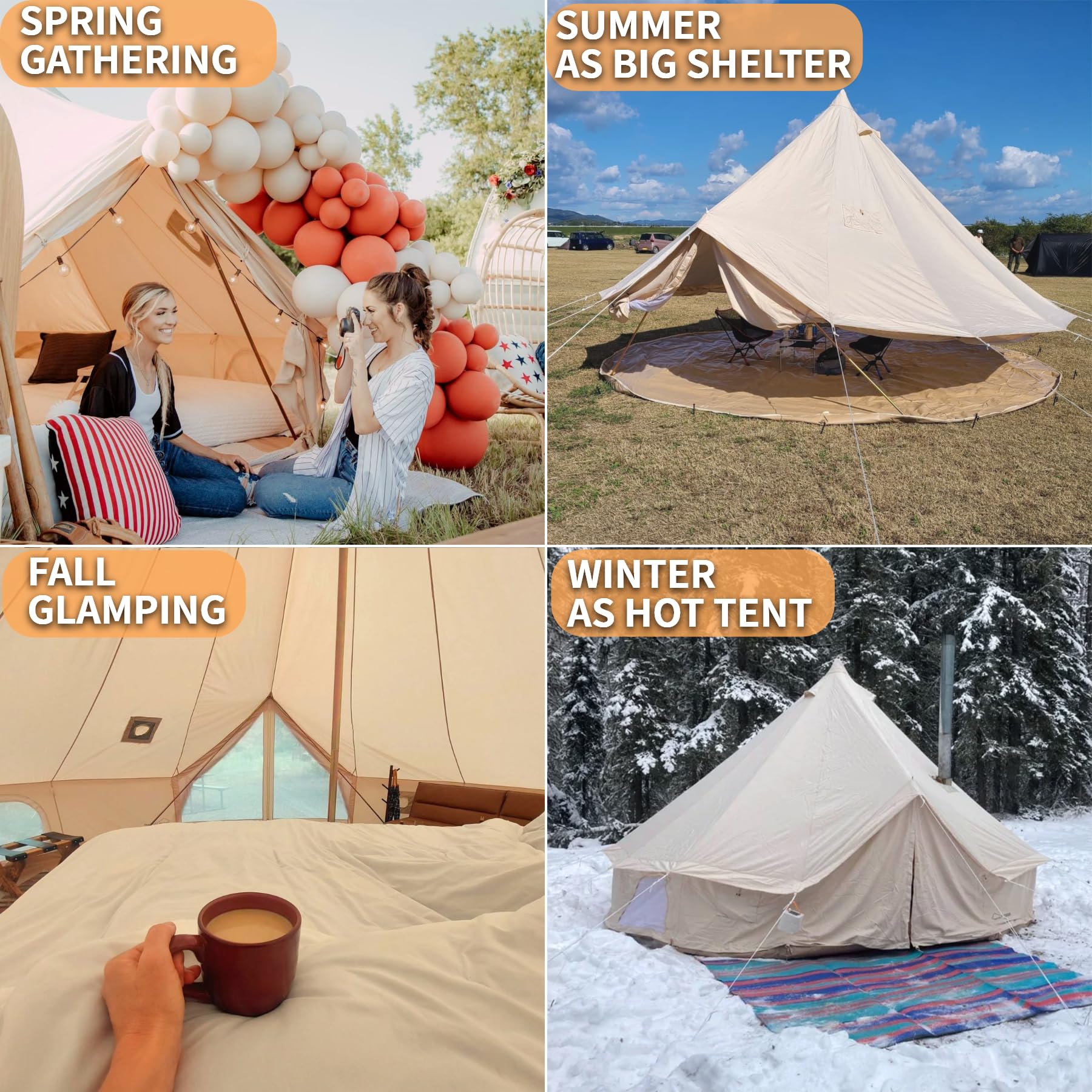 DANCHEL OUTDOOR 5M Cotton Bell Tent with Two Stove Jacket
